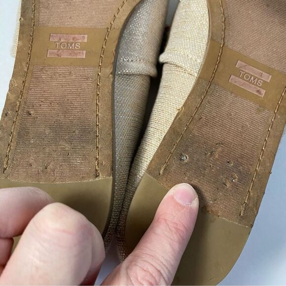 Toms Sz 10 Kelli Tassel Rose Gold Metallic Woven Slip On Flats Comfort Shoes - Picture 10 of 10